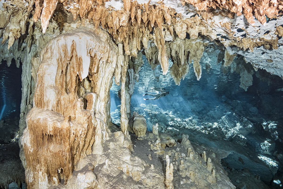 Underwater cavern at Cenote Dos Ojos, Mexico